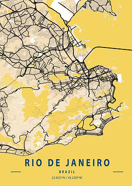 Rio De Janeiro Yellow Map