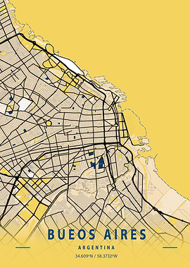 Bueos Aires Yellow Map