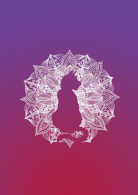 Mandala Circle Kitty Cat