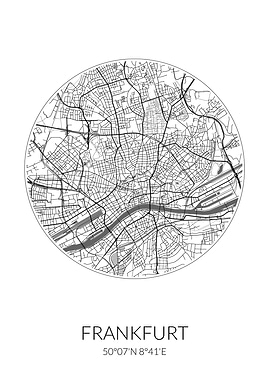 Frankfurt City Map White