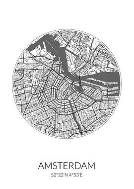 Amsterdam City Map White