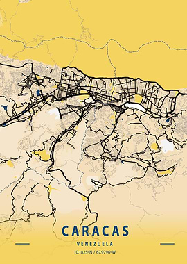 Caracas Yellow City Map