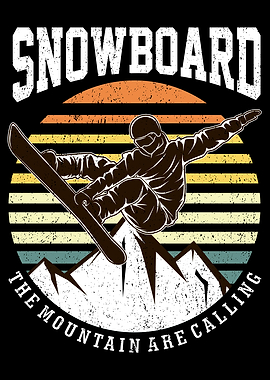 Retro Snowboard Mountains
