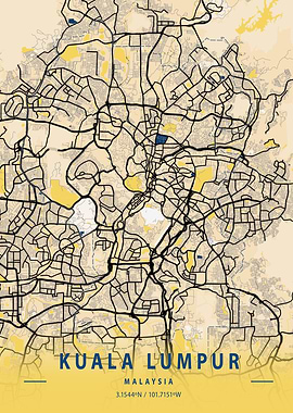 Kuala Lumpur Yellow Map