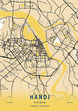 Hanoi Yellow City Map