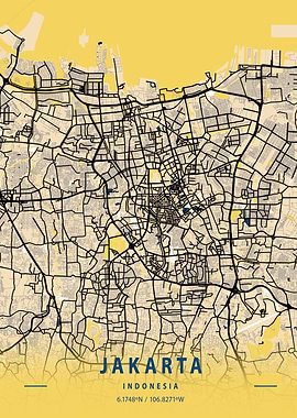 Jakarta Yellow City Map