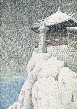 Kannon Temple In Snowstorm