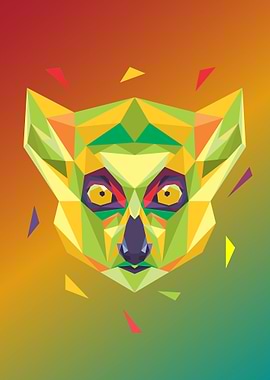 Lemur in lowpoly art