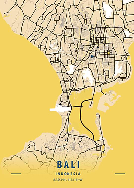 Bali Yellow City Map