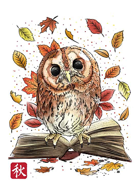 Owl Leaves and Books