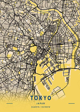 Tokyo Yellow City Map