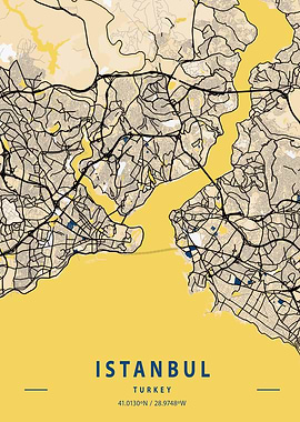 Istanbul Yellow City Map