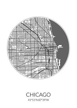 Chicago City Map White