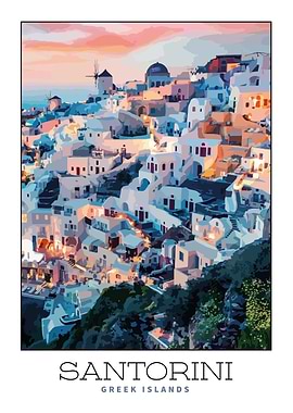 Santorini Travel Poster