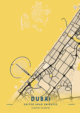 Dubai Yellow City Map