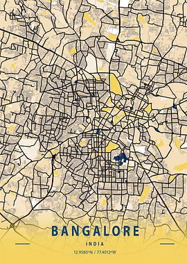 Bangalore Yellow City Map