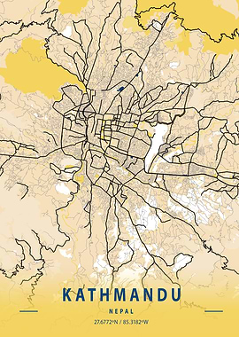 Kathmandu Yellow City Map