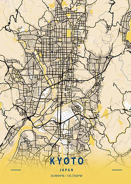 Kyoto Yellow City Map