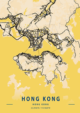 Hong Kong Yellow City Map