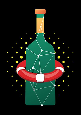 Wine bottle with life ring