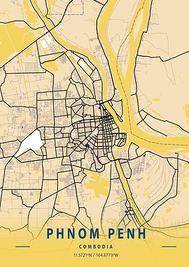 Phnom Penh Yellow City Map