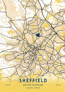 Sheffield Yellow City Map