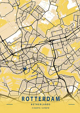 Rotterdam Yellow City Map