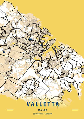 Valletta Yellow City Map
