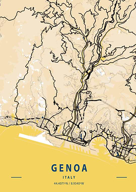 Genoa Yellow City Map