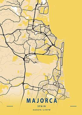 Majorca Yellow City Map