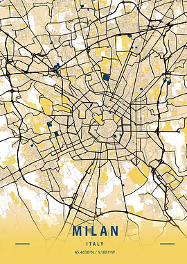 Milan Yellow City Map