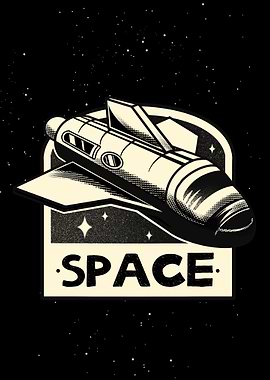 Retro Spaceship Starry Sky