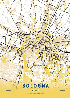 Bologna Yellow City Map