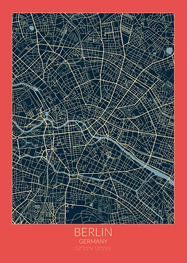 Berlin Map Red Blue