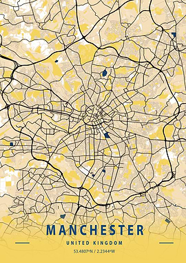 Manchester Yellow City Map