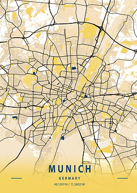 Munich Yellow City Map