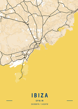 Ibiza Yellow City Map