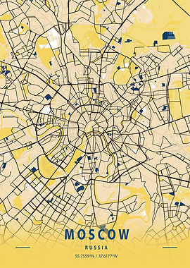 Moscow Yellow City Map