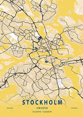 Stockholm Yellow City Map
