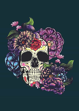Sugarskull with flowers