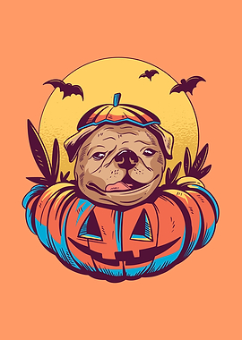 Cute Pug Dog Pumpkin
