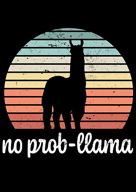 Funny Retro Llama Sunset