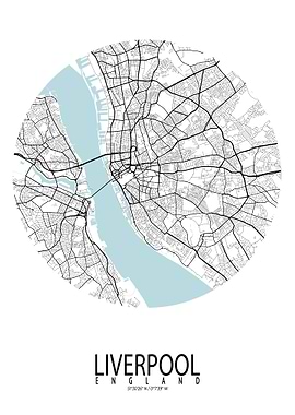 Liverpool City Map Circle