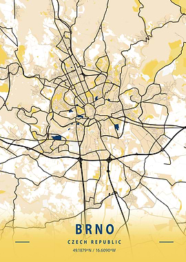 Brno Yellow City Map