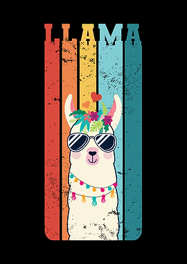 Vintage Llama Retro Alpaca