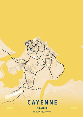Cayenne Yellow City Map