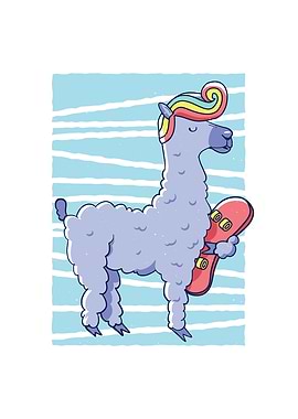 Skating Llama Alpaca Gift