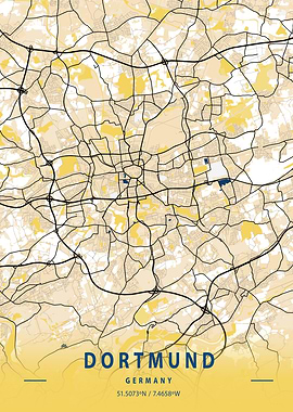 Dortmund Yellow City Map