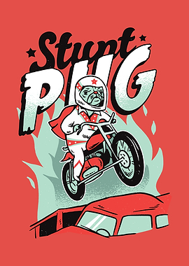 Stunt Pug Motorbike Pug
