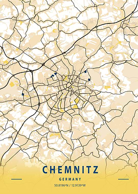 Chemnitz Yellow City Map